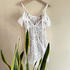 For Love and Lemons Dress Wedding White Lace Off Shoulder Dress